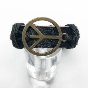 Black leather bracelet.